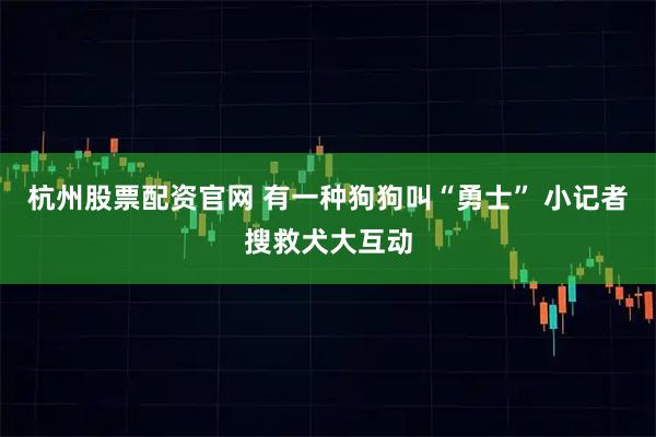 杭州股票配资官网 有一种狗狗叫“勇士” 小记者搜救犬大互动